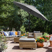 Garden Parasol Umbrella – Fabric – Grey – Solar-Powered LED Lights, UPF 50+ Protection, Tilting Crank Handle