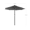 Garden Parasol Umbrella – Fabric – Grey – Solar-Powered LED Lights, UPF 50+ Protection, Tilting Crank Handle