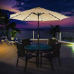 Patio Parasol Umbrella – Polyester – Beige – 2.7 m with Solar-Powered LED Lights, UPF 50+ Protection, Tilting Design