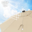 Patio Parasol Umbrella – Polyester – Beige – 2.7 m with Solar-Powered LED Lights, UPF 50+ Protection, Tilting Design