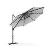 Garden Parasol Umbrella – Fabric – Multicolor – 28 Solar Powered LED Lights, UPF 50+, 360° Swivel, Seamless Tilt, Crank for Opening and Closing