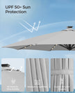 Garden Parasol Umbrella – Fabric – Multicolor – 28 Solar Powered LED Lights, UPF 50+, 360° Swivel, Seamless Tilt, Crank for Opening and Closing