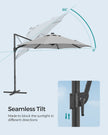 Garden Parasol Umbrella – Fabric – Multicolor – 28 Solar Powered LED Lights, UPF 50+, 360° Swivel, Seamless Tilt, Crank for Opening and Closing