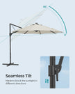 Garden Parasol Umbrella – Fabric – Multicolor – 28 Solar Powered LED Lights, UPF 50+, 360° Swivel, Seamless Tilt, Crank for Opening and Closing