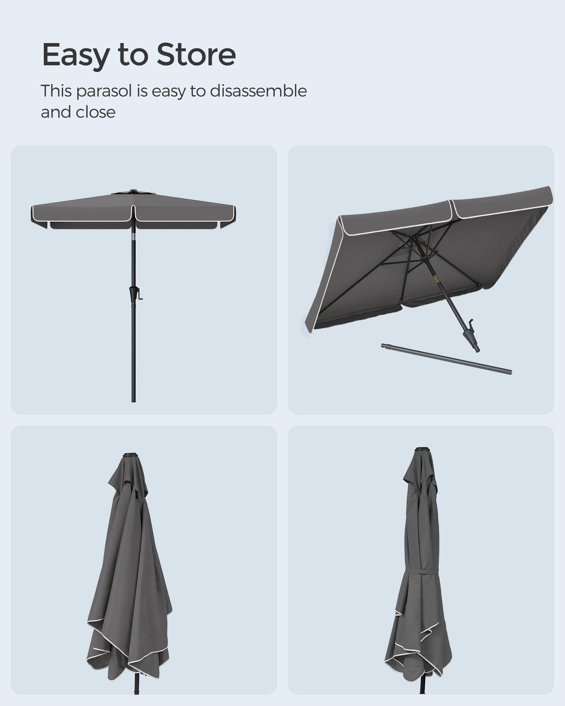 Patio Umbrella - 2 x 1.5m - Steel Frame - UPF 50+ - 30° Tilt in 2 Directions