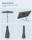 Patio Umbrella - 2 x 1.5m - Steel Frame - UPF 50+ - 30° Tilt in 2 Directions