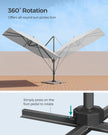 Cantilever Garden Parasol – Fabric – Dove Grey – UPF 50+, 360° Swivel, Seamless Tilt, Crank Mechanism