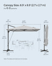 Cantilever Garden Parasol – Fabric – Dove Grey – UPF 50+, 360° Swivel, Seamless Tilt, Crank Mechanism