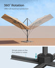 Cantilever Garden Parasol – Fabric – Camel Brown – UPF 50+, 360° Swivel, Seamless Tilt, Crank System