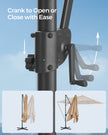 Cantilever Garden Parasol – Fabric – Camel Brown – UPF 50+, 360° Swivel, Seamless Tilt, Crank System