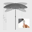 Beach Umbrella – Polyester – Grey – UPF 50+ Sun Protection with Tilt Mechanism