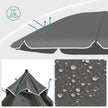 Beach Umbrella – Polyester – Grey – UPF 50+ Sun Protection with Tilt Mechanism
