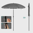 Beach Umbrella – Polyester – Taupe – Portable with UPF 50+ Sun Protection and Tilt Mechanism
