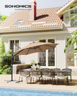 Garden Parasol – Fabric – Camel Brown – UPF 50+, 360° Swivel, Seamless Tilt, Crank Mechanism