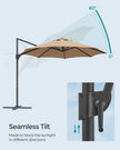 Garden Parasol – Fabric – Camel Brown – UPF 50+, 360° Swivel, Seamless Tilt, Crank Mechanism