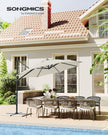 Garden Parasol – Fabric – Cream White – UPF 50+, 360° Swivel, Seamless Tilt, Crank Mechanism