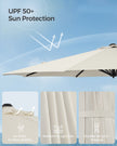 Garden Parasol – Fabric – Cream White – UPF 50+, 360° Swivel, Seamless Tilt, Crank Mechanism