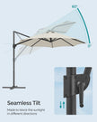Garden Parasol – Fabric – Cream White – UPF 50+, 360° Swivel, Seamless Tilt, Crank Mechanism