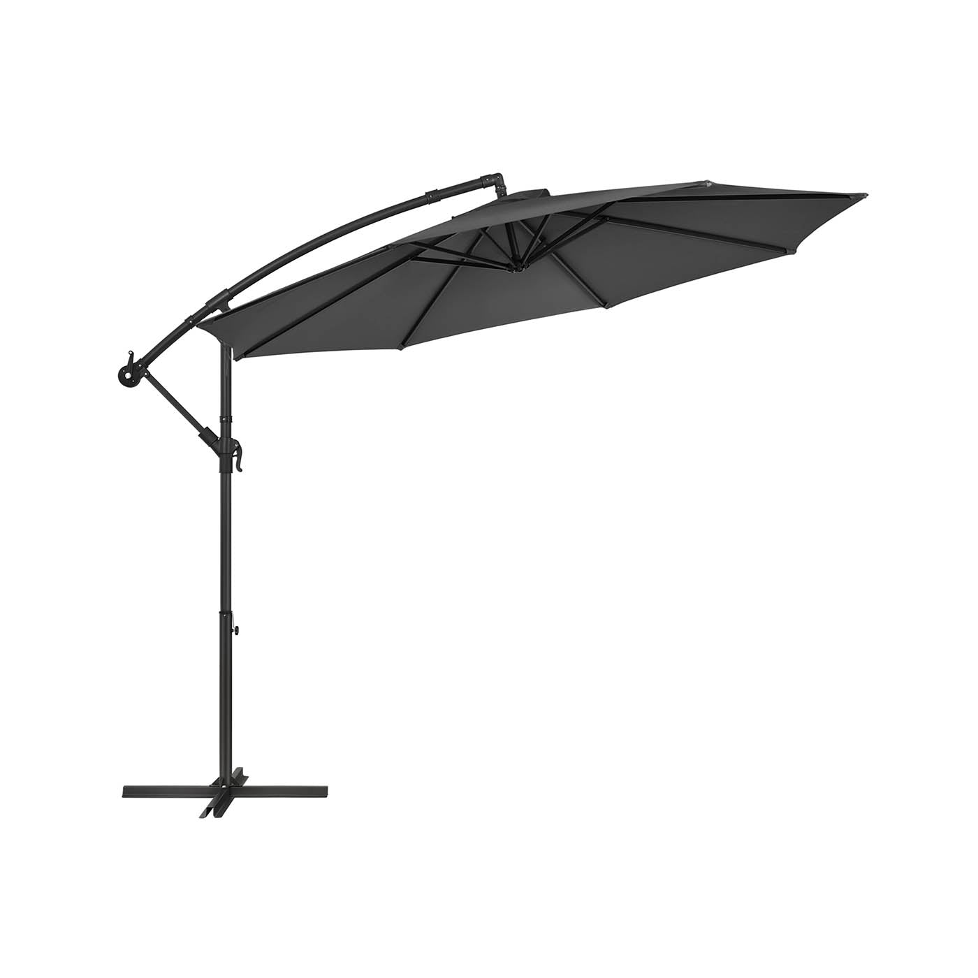 Cantilever Garden Parasol – Fabric – Grey – 3 m with Crank and UPF 50+ Sun Protection