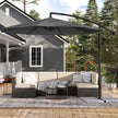 Cantilever Garden Parasol – Fabric – Grey – 3 m with Crank and UPF 50+ Sun Protection