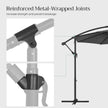 Cantilever Garden Parasol – Fabric – Grey – 3 m with Crank and UPF 50+ Sun Protection