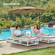 Cantilever Patio Umbrella – Fabric – Red – Solar-Powered LED Lights, UPF 50+ Protection, Crank Mechanism