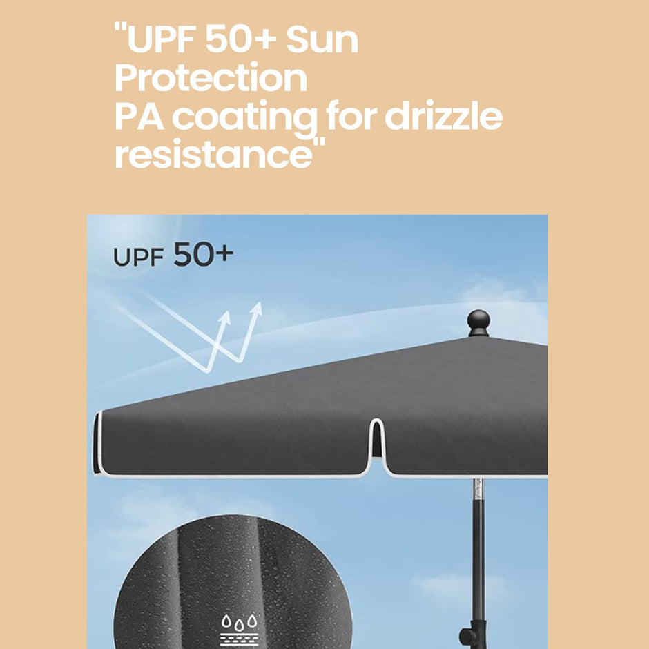 Outdoor Umbrella – Fabric – Grey – Tilting Canopy with UPF 50+ Protection