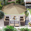 Cantilever Patio Umbrella – Fabric – Red – Solar-Powered LED Lights, UPF 50+ Protection, Crank Mechanism