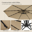 Cantilever Patio Umbrella – Fabric – Red – Solar-Powered LED Lights, UPF 50+ Protection, Crank Mechanism