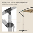 Cantilever Patio Umbrella – Fabric – Red – Solar-Powered LED Lights, UPF 50+ Protection, Crank Mechanism