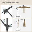 Cantilever Patio Umbrella – Fabric – Red – Solar-Powered LED Lights, UPF 50+ Protection, Crank Mechanism