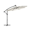 Cantilever Garden Parasol – Fabric – Red – Solar-Powered LED Lights, UPF 50+ Protection