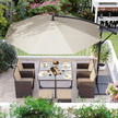 Cantilever Garden Parasol – Fabric – Red – Solar-Powered LED Lights, UPF 50+ Protection