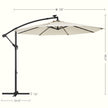 Cantilever Garden Parasol – Fabric – Red – Solar-Powered LED Lights, UPF 50+ Protection