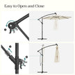 Cantilever Garden Parasol – Fabric – Red – Solar-Powered LED Lights, UPF 50+ Protection