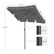 Rectangular Parasol – PA-Coated Canopy – Grey – UPF 50+ Protection with Tilting Feature