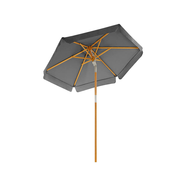 Wooden Patio Umbrella – Wood – Beige – UV Protection UPF 50+ with Tilt Feature