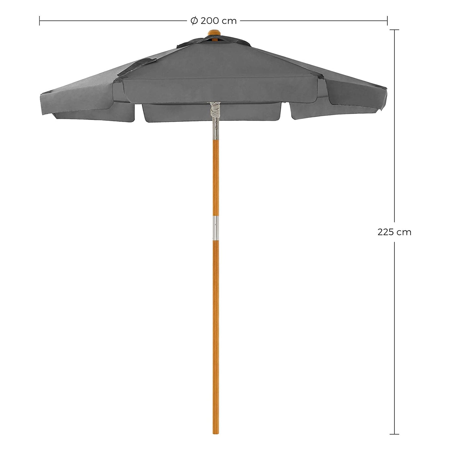 Wooden Patio Umbrella – Wood – Beige – UV Protection UPF 50+ with Tilt Feature