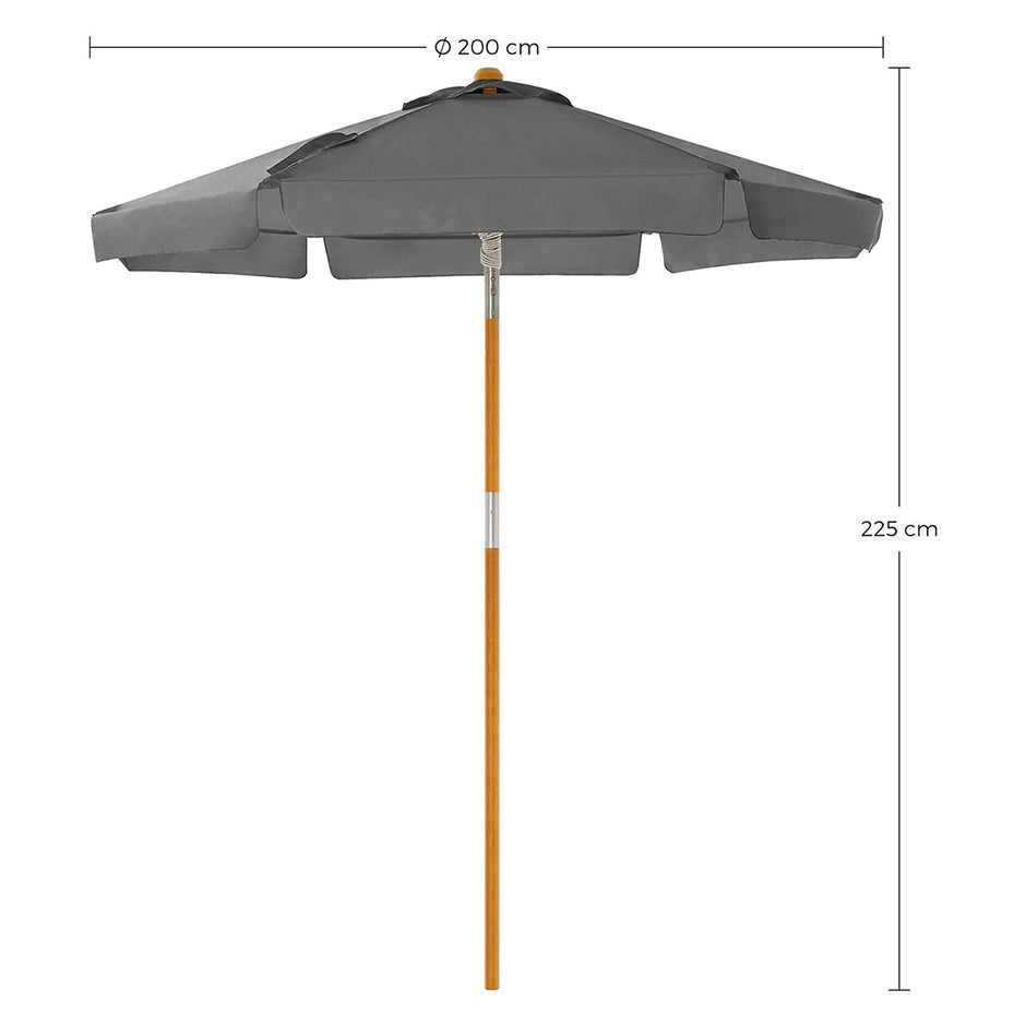 Wooden Patio Umbrella – Wood – Beige – UV Protection UPF 50+ with Tilt Feature