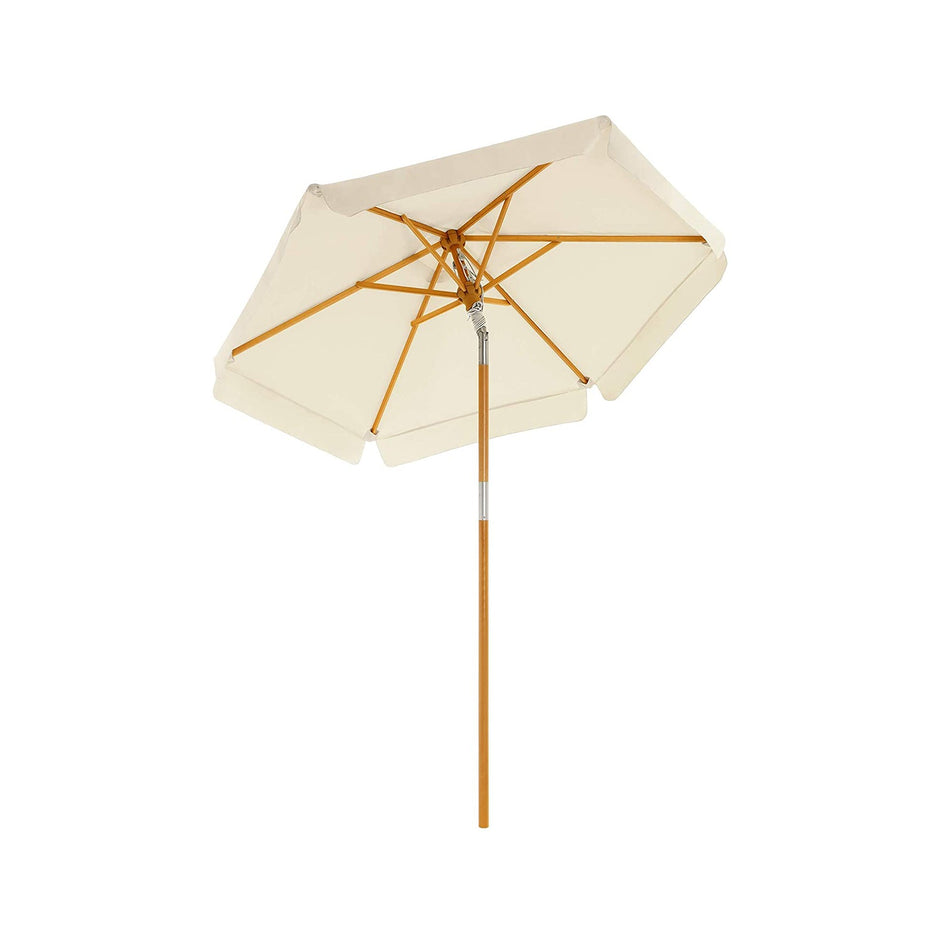 Garden Parasol – Wooden – Beige – 2m with UPF 50+ Protection and Tilt Feature