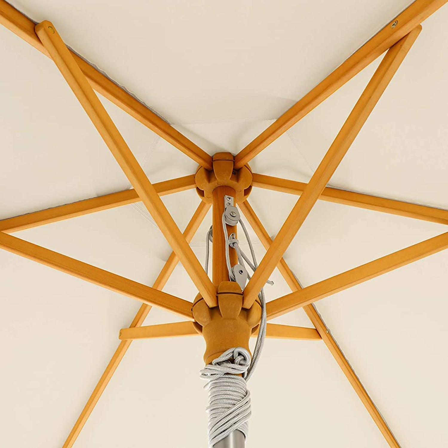 Garden Parasol – Wooden – Beige – 2m with UPF 50+ Protection and Tilt Feature