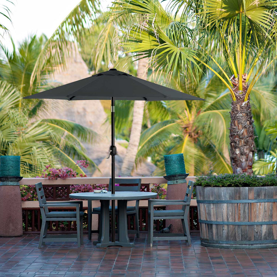 Adjustable Parasol Umbrella – Metal – Grey – 2 m with UPF 50+ Protection and Tiltable Feature