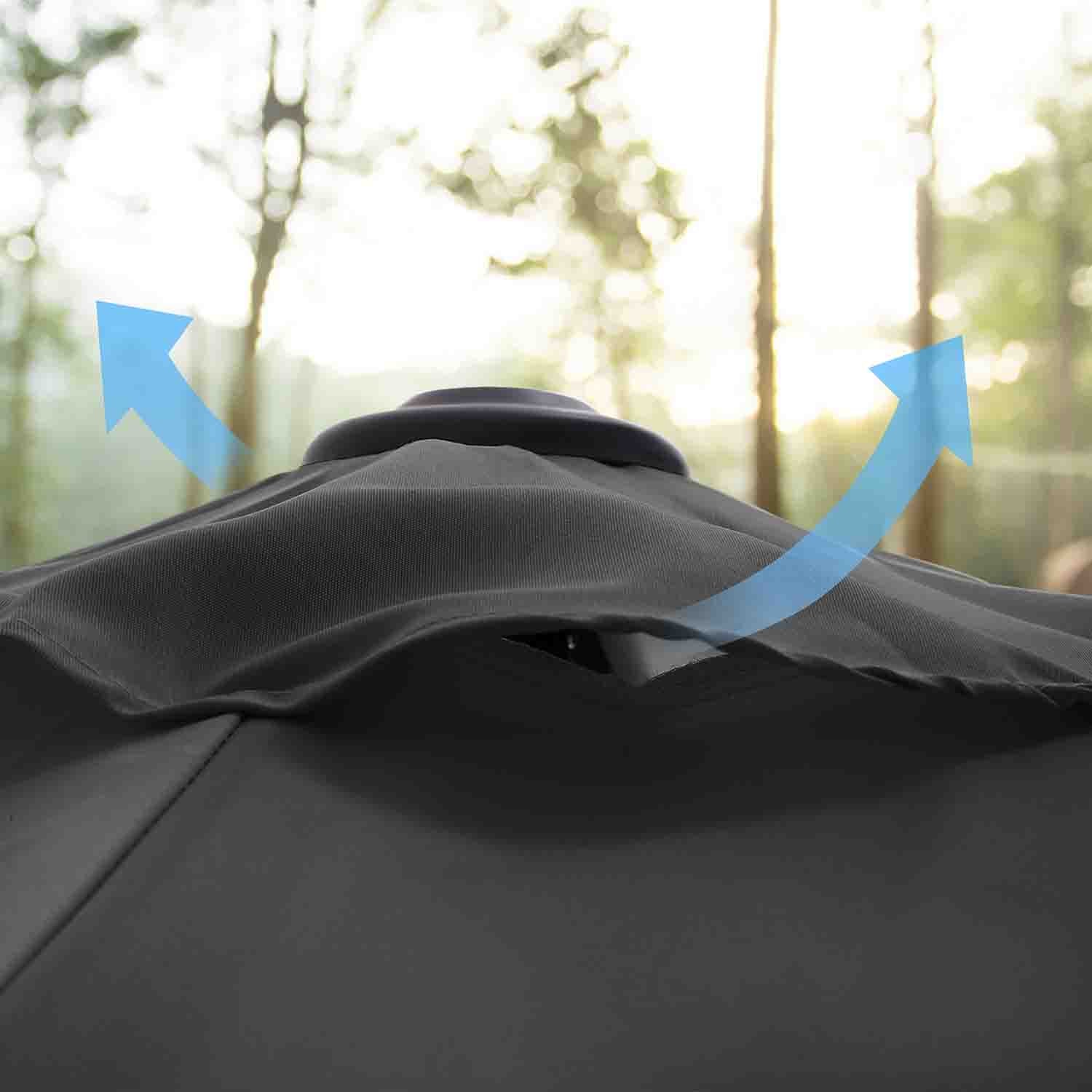 Adjustable Parasol Umbrella – Metal – Grey – 2 m with UPF 50+ Protection and Tiltable Feature