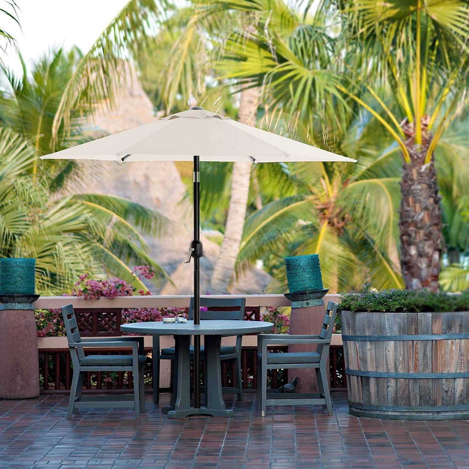 Parasol Umbrella – Metal – Grey – UPF 50+ Protection, Tiltable, 2 m