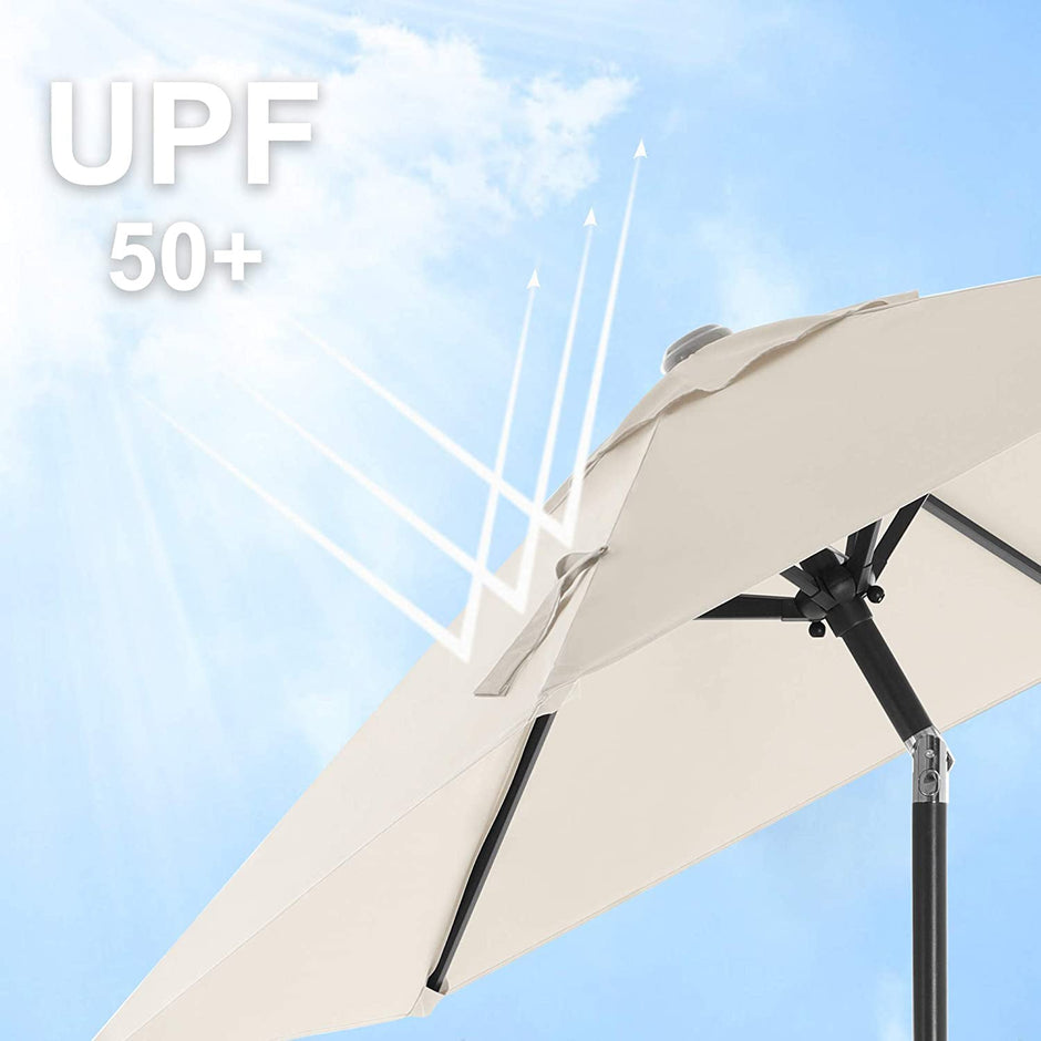 Parasol Umbrella – Metal – Grey – UPF 50+ Protection, Tiltable, 2 m