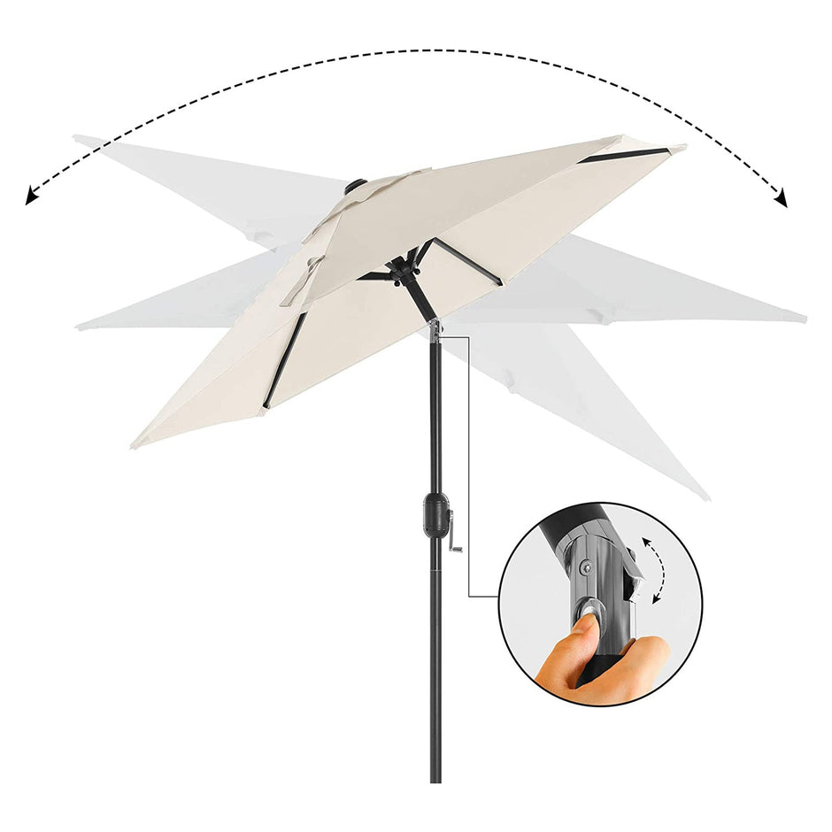Parasol Umbrella – Metal – Grey – UPF 50+ Protection, Tiltable, 2 m