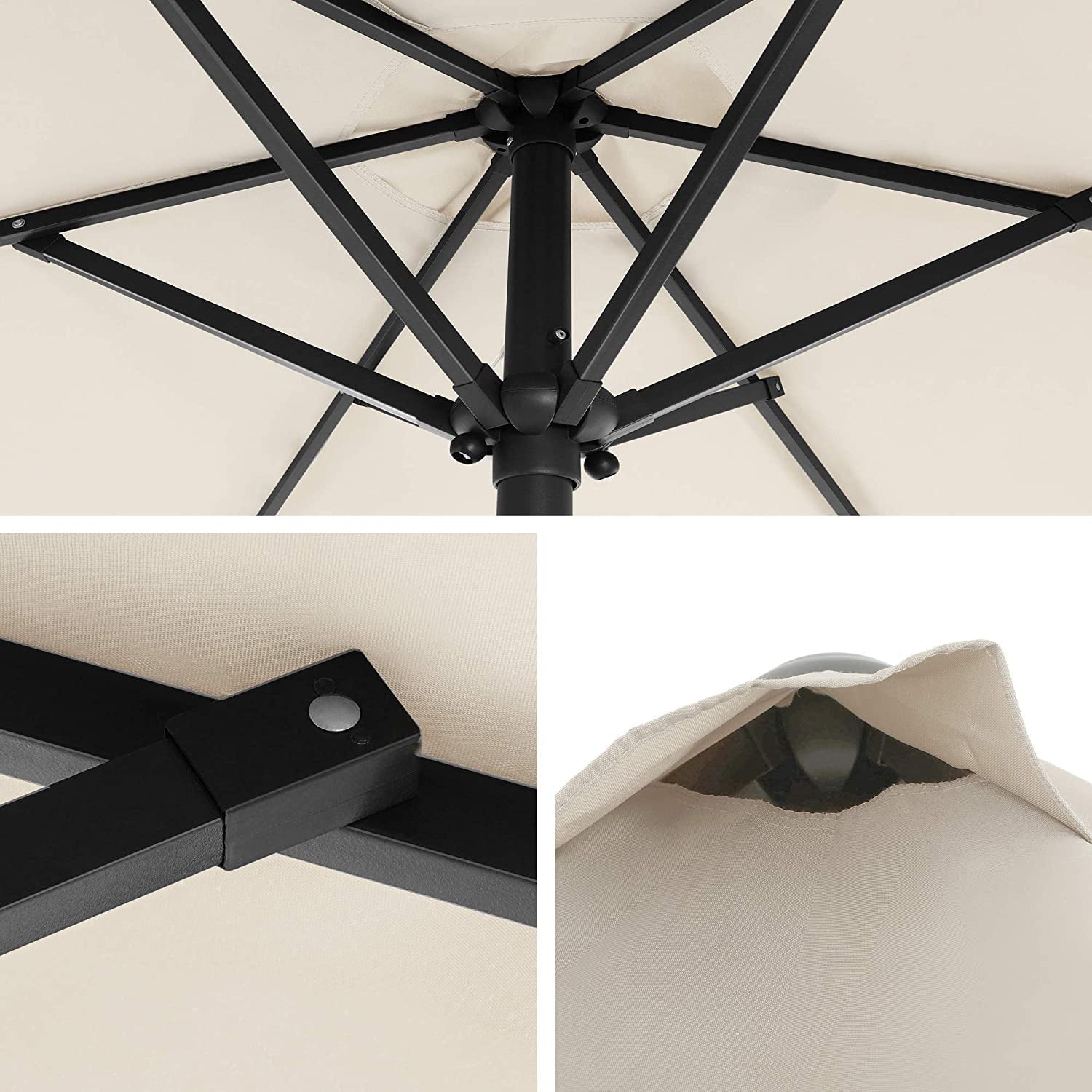 Parasol Umbrella – Metal – Grey – UPF 50+ Protection, Tiltable, 2 m