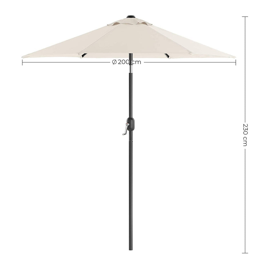Parasol Umbrella – Metal – Grey – UPF 50+ Protection, Tiltable, 2 m