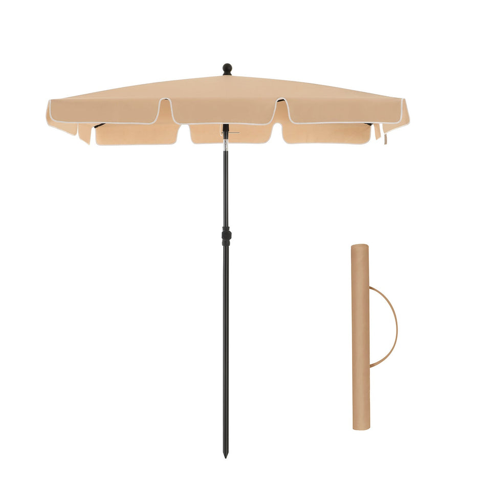 Rectangular Garden Parasol – Polyester – Taupe – UV50+ with Tilt Mechanism and Carry Bag