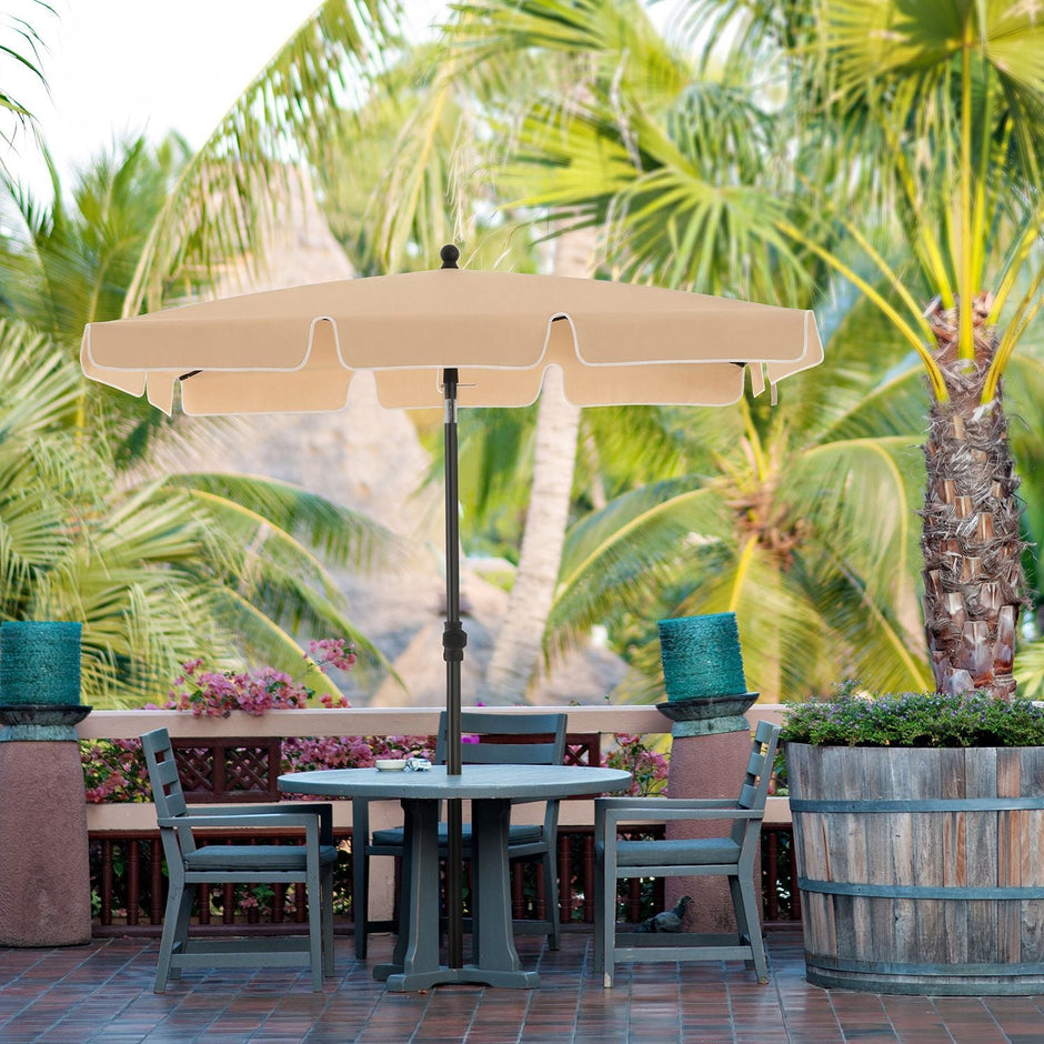 Rectangular Garden Parasol – Polyester – Taupe – UV50+ with Tilt Mechanism and Carry Bag